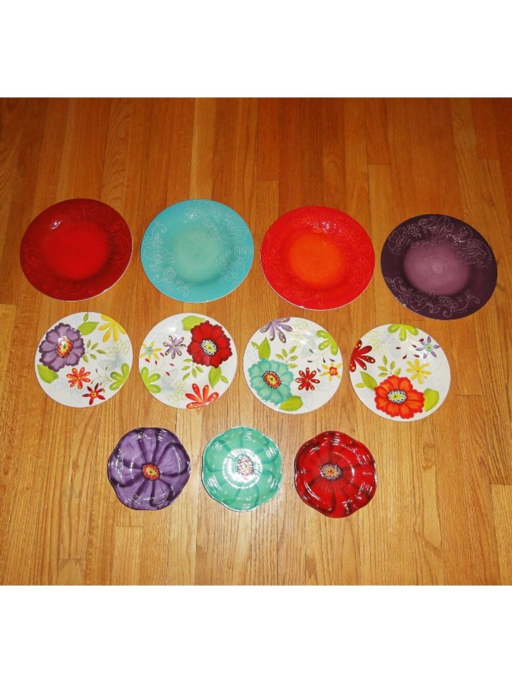 Vintage Laurie Gates Salad and Dinner Plate Bowl Set of 11 floral